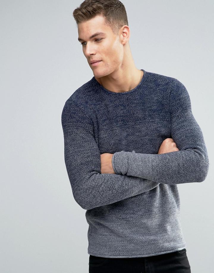 Esprit Crew Neck Dip Dye Sweater - Navy