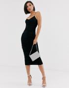 Asos Design Going Out Extreme Ruched Strappy Midi Dress