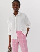 Pieces Texture Boxy Shirt-white