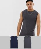 Asos Design 2 Pack Muscle Fit Tank Save-multi