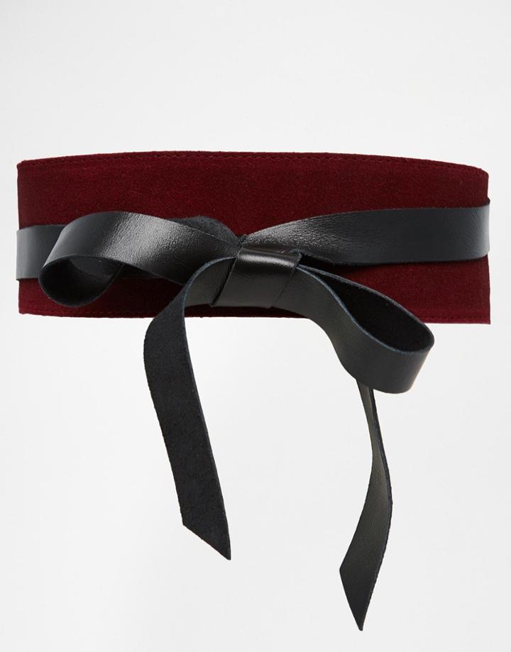 Asos Color Blocked Obi Belt - Burgundy