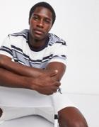 Topman Oversized Striped T-shirt In White And Gray