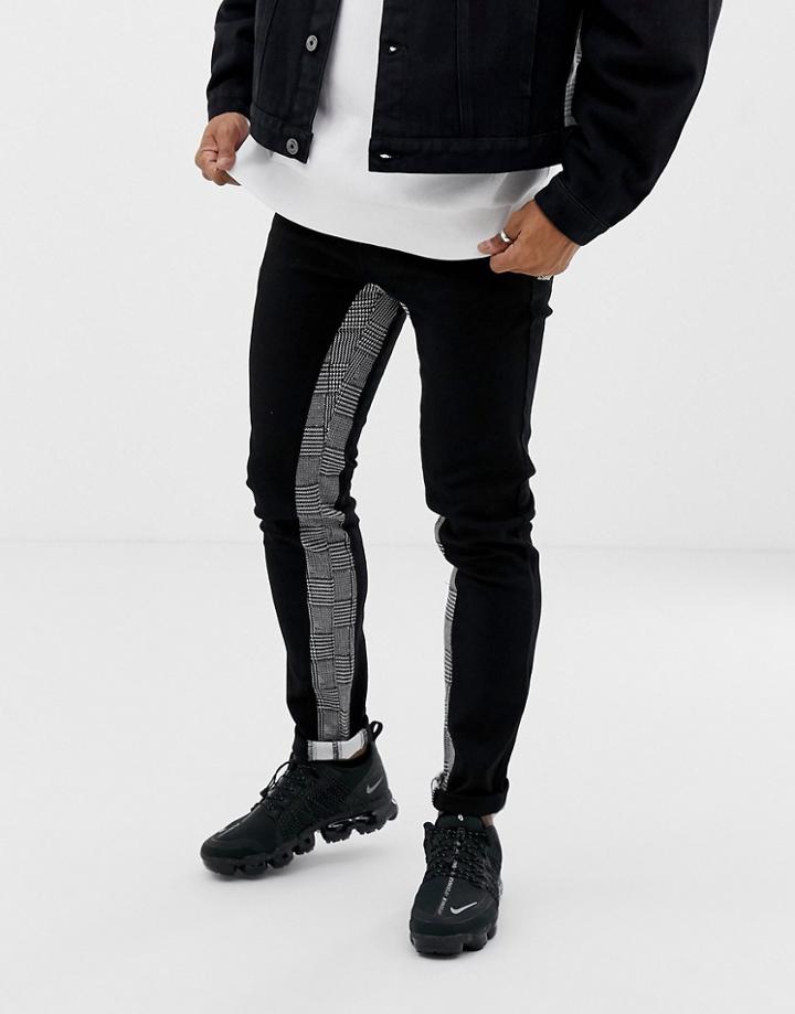 Liquor N Poker Slim Fit Jeans With Heritage Print Inside Stripe In Black