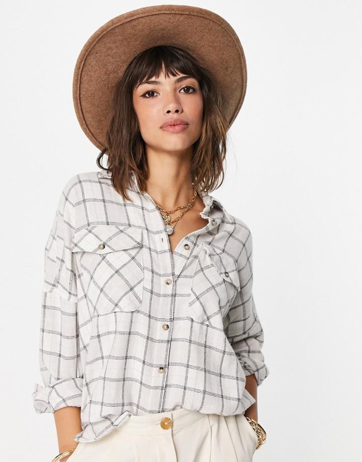 Asos Design Felt Fedora Hat With Wide Brim In Oatmeal-brown