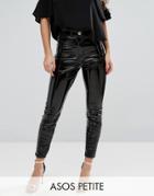 Asos Petite Rivington High Waisted Denim Jegging In Vinyl Effect - Black