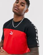 Puma Xtg Taping Tee In Boxy Fit Red/black