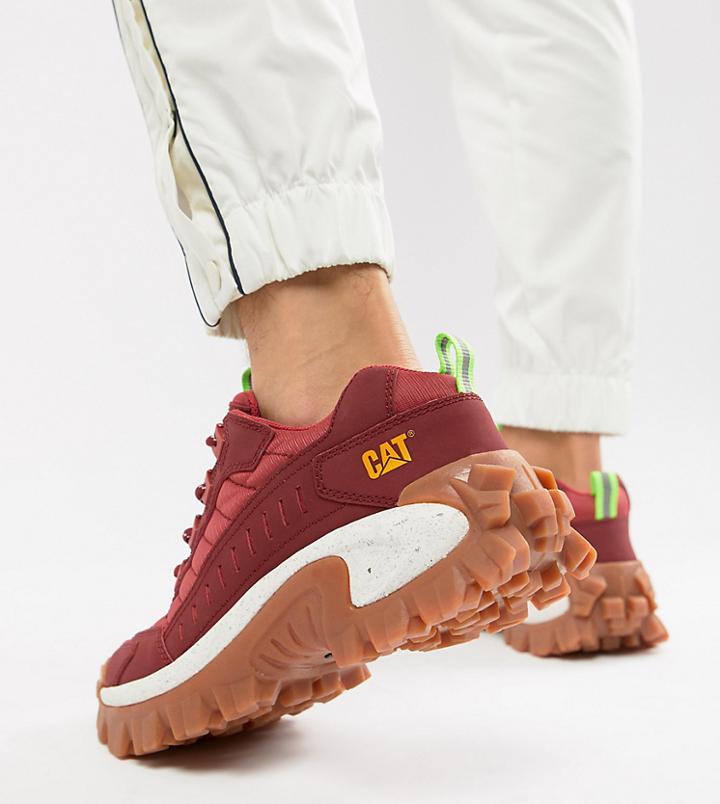 Cat Intruder Chunky Sole Sneakers In Red - Red