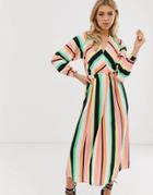 Asos Design Wrap Maxi Dress In Stripe