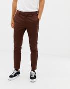 River Island Smart Chinos With Piping Detail In Tan - Tan