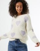 Miss Selfridge Heart And Pearl Sweater In Multi