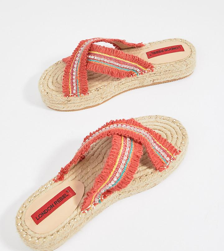 London Rebel Flatform Espadrille Sandals - Orange