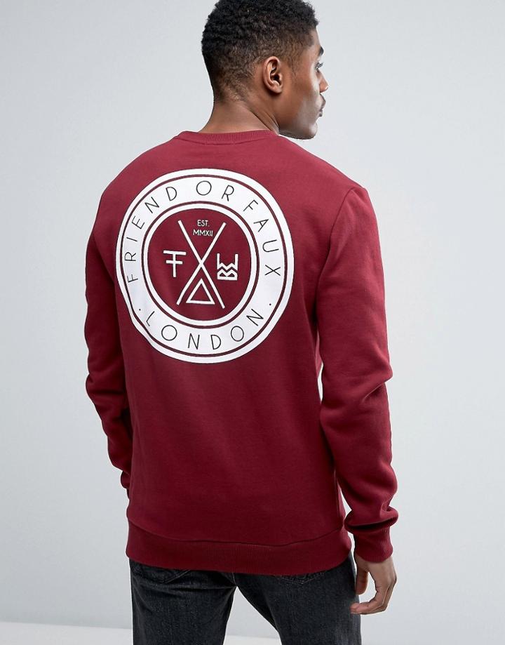 Friend Or Faux Concert Back Print Sweater - Red