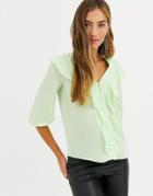 River Island Waterfall Blouse In Mint-green