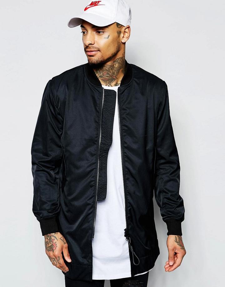 Religion Longline Bomber Jacket - Black