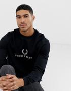Fred Perry Large Logo Crew Neck Sweat In Black