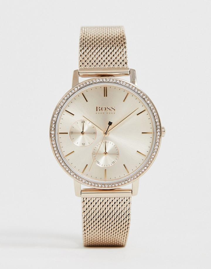 Boss 1502519 Infinity Mesh Watch In Rose Gold
