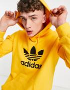 Adidas Originals Large Trefoil Hoodie In Active Gold
