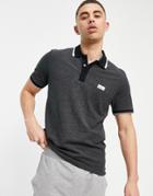 Jack & Jones Core Tipped Polo With Rubber Logo In Black