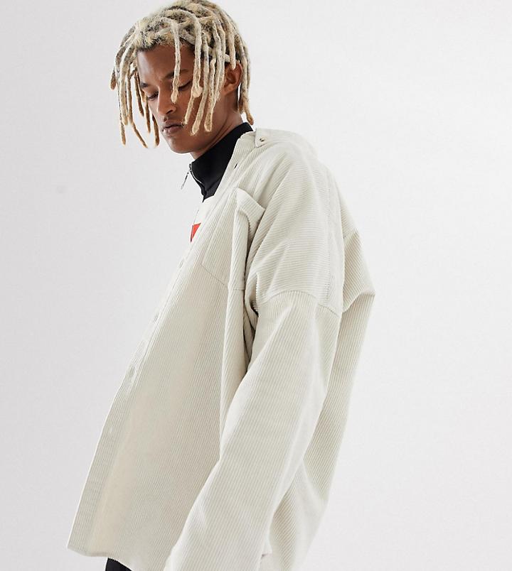 Collusion Oversized Cord Shirt In Beige