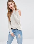 Only Cold Shoulder Knit Sweater - Pumice Stone