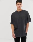 Asos Design Oversized T-shirt With Crew Neck In Gray - Gray