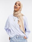 Asos Design Oversized Long Sleeve T-shirt With Cuff Detail In Blue-blues