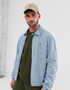 Polo Ralph Lauren Bayport Multi Player Logo Lightweight Chambray Harrington Jacket In Light Wash-blue