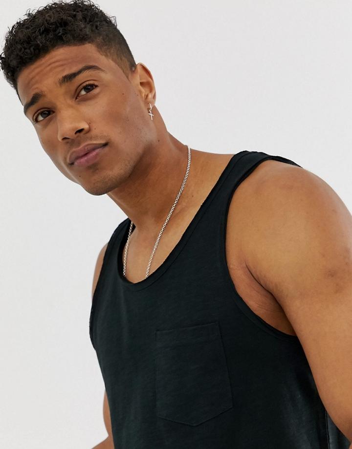 Jack & Jones Originals Tank With Raw Hem Details In Black - Black
