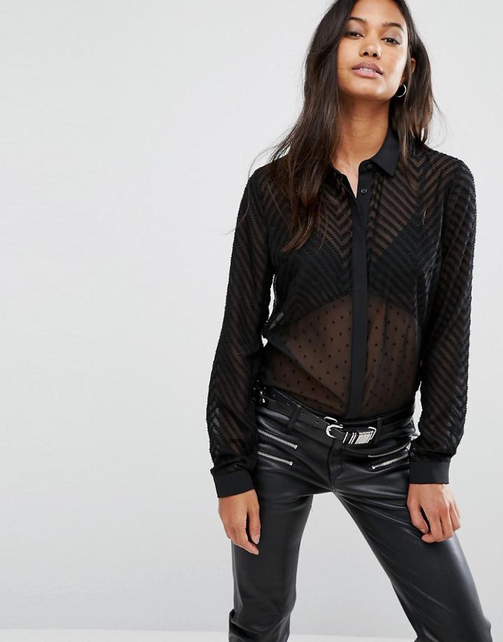 Supertrash Bo Stripe And Dotty Shirt - Black