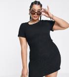 Asos Design Curve Popcorn Texture Beach Mini Dress In Black