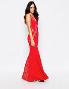 Jessica Wright Lena Maxi Dress With Lace Panels - Red