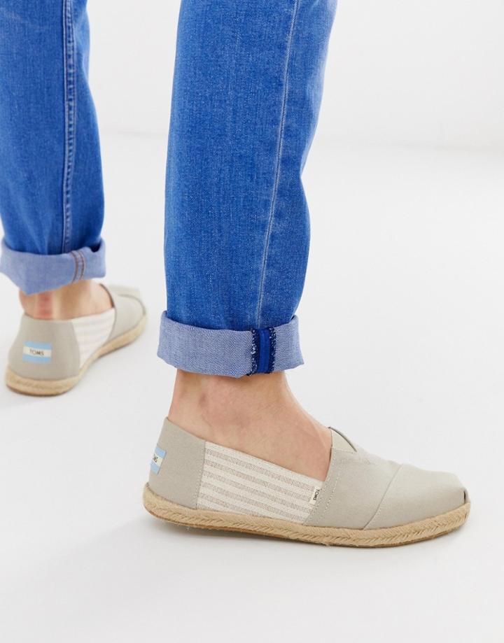 Toms Stripe Espadrilles In Beige