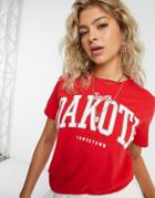 Missguided T-shirt With Graphic In Red-multi