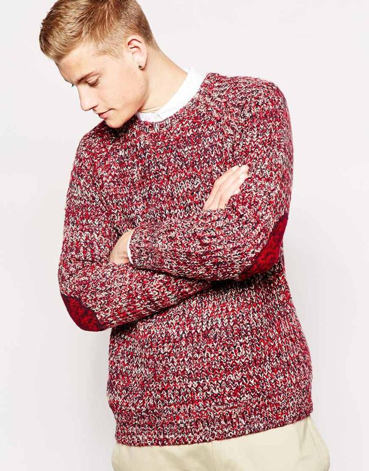 Brave Soul Twisted Yarn Chunky Knit Sweater - Red