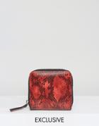 Monki Faux Snake Square Purse - Red