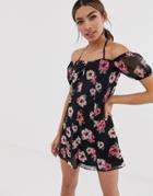Asos Design Swing Romper In Vintage Rose - Multi