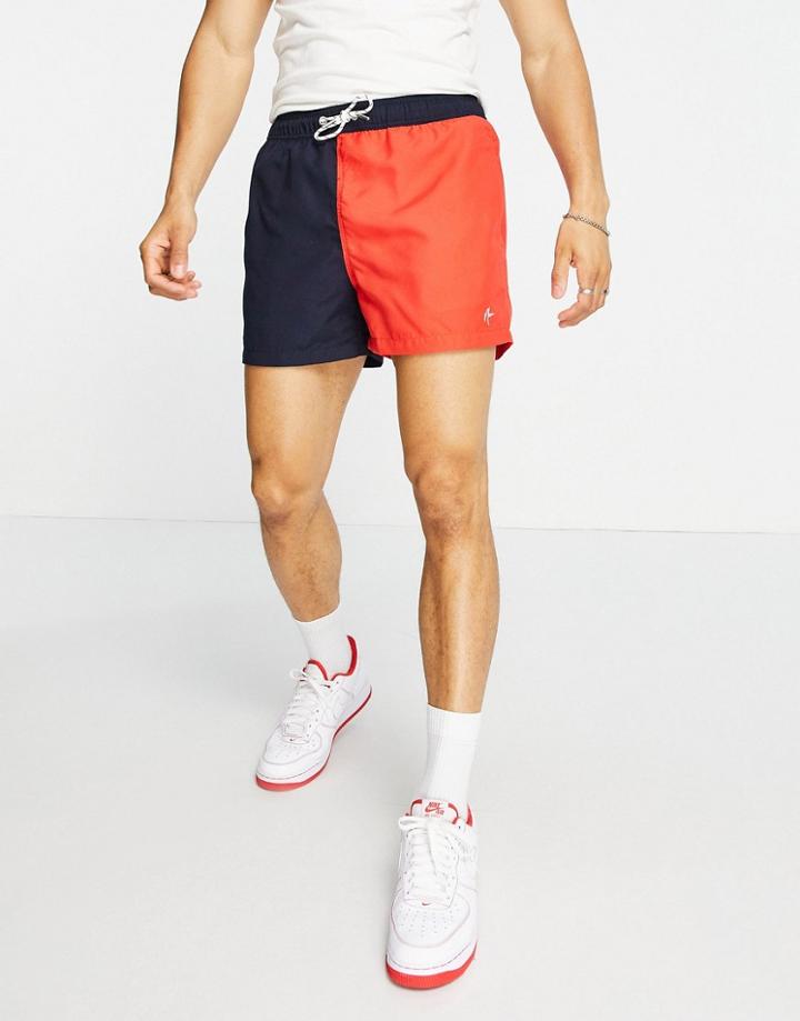New Look Color Block Swim Shorts In Navy