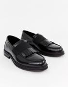 River Island Loafers With Fringe Detail In Black - Black