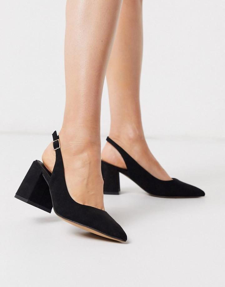 Asos Design Sammy Slingback Mid Heels In Black
