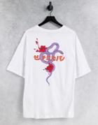 Jack & Jones Originals Oversized T-shirt With Japanese Snake Back Print In White