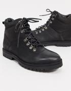 Silver Street Chunky Hiker Lace-up Boots In Black Leather