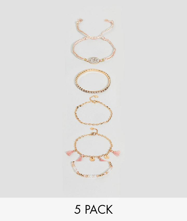 Aldo Multipack Friendship Bracelets With Tassels - Pink