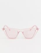 Asos Design Sunglasses In Crystal Pink With Pink Lens - Pink