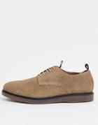 H By Hudson Barnstable Lace Up Shoes In Taupe Suede-neutral