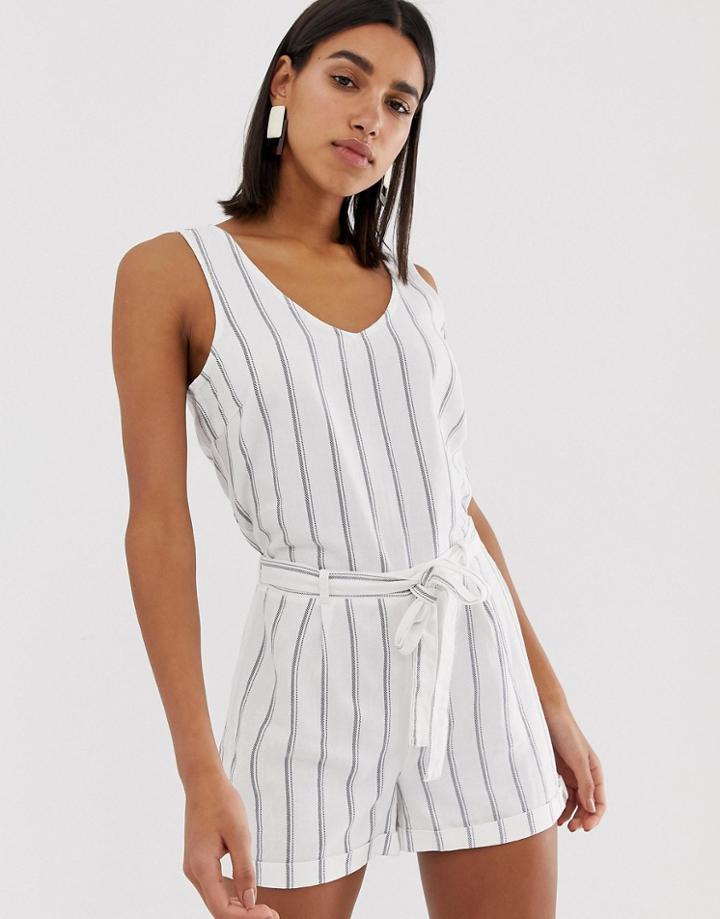 Vero Moda Pinstripe Tie Waist Romper - Multi