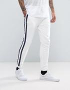 Asos Skinny Joggers With Taping In White - White