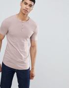 Asos Design Muscle Fit T-shirt With Grandad Neck In Pink - Pink