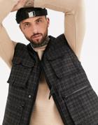 Asos Design Wool Mix Vest In Black With Check