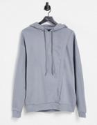 Asos Design Organic Oversized Hoodie In Gray With Cross Over Panel-grey