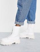 Asos Design Algebra Chunky Lace Up Boots In White